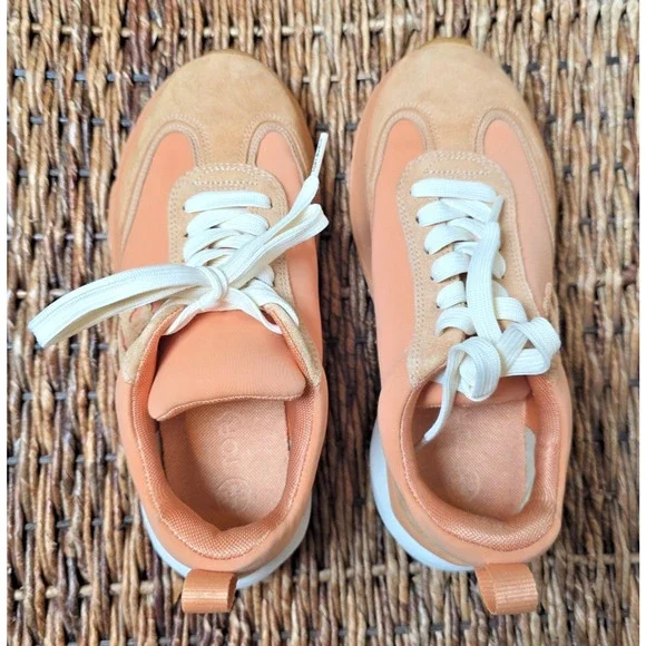 Tory Burch Good Luck Trainer Sneaker 6.5 Peach Parfait Platform Chunky Athleisur - Picture 11 of 12